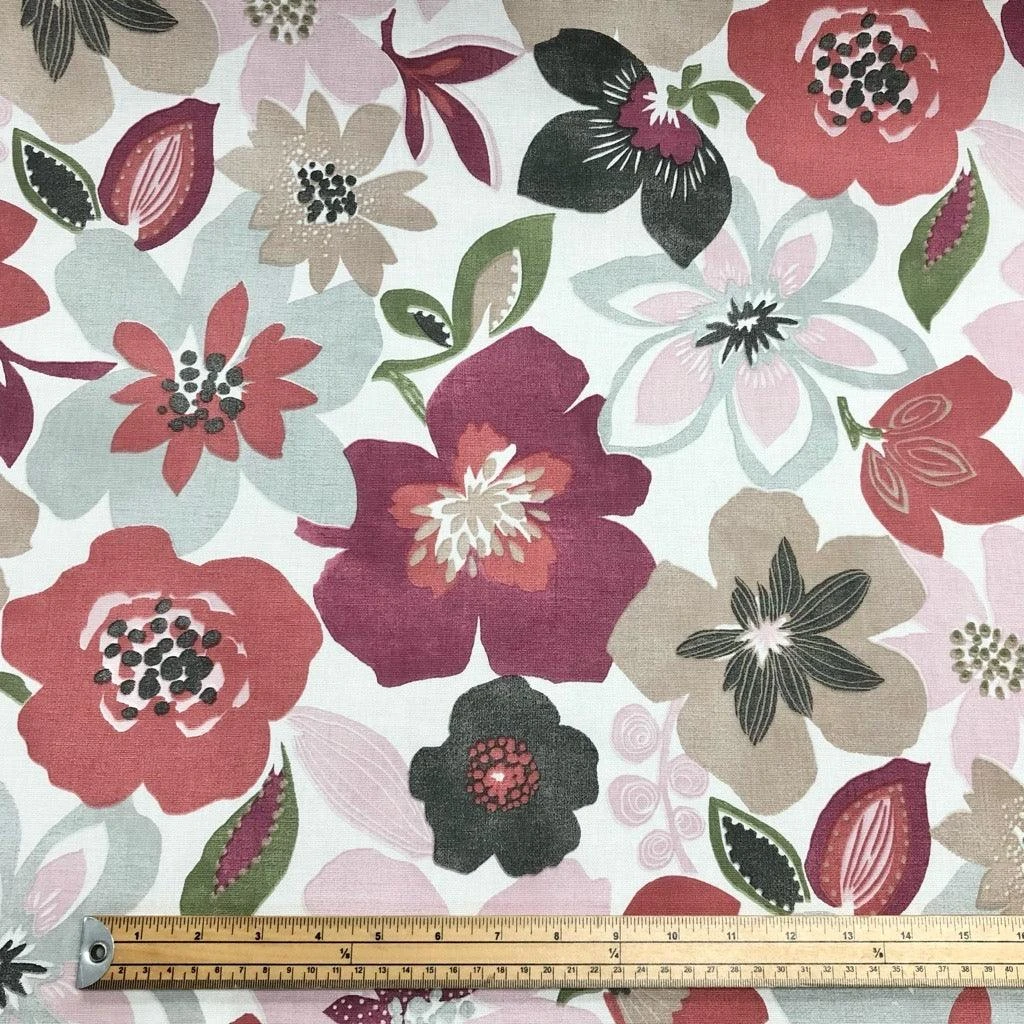 Large Floral Garden On White Panama Fabric 2 Large Floral Garden On White Panama Fabric - Image 2