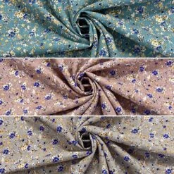 Ditsy Blue Floral Linen Mix Fabric - Premium Rayon Blend for Dressmaking