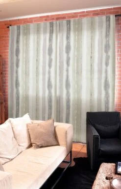 Beige and Greyish Blue Paint Lines Cotton Panama Fabric -Pound Fabrics Sale Store paintlines