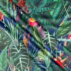 Tropical Parrot and Toucan Digital Velvet Fabric for Upholstery and Curtains 13 Tropical Parrot and Toucan Digital Velvet Fabric for Upholstery and Curtains -Pound Fabrics Sale Store rainforest velvet navy