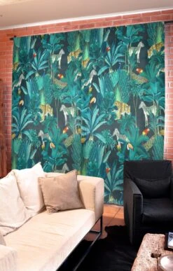 Tropical Jungle Digital Velvet Fabric for Upholstery & Home Decor -Pound Fabrics Sale Store tropical jungle on spotted velvet